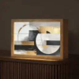Abstract - Goud - Zilver - Vormen - Aesthetic Light Box met kabel (Tafellamp) klein -z3d_website