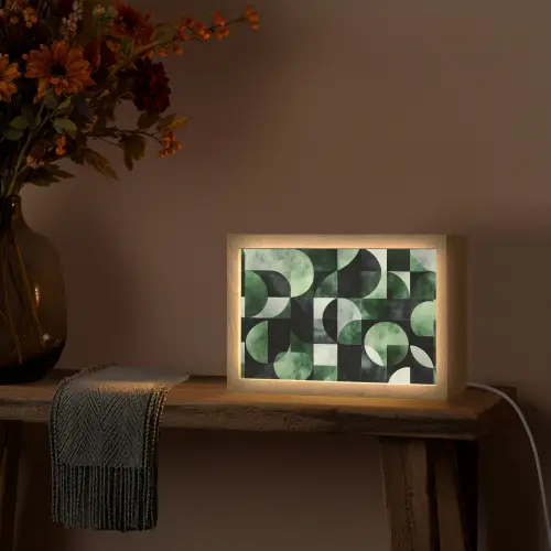 Abstract - Groen - Vormen Light Box met kabel (Tafellamp) klein -sfeer4