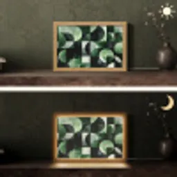 Abstract - Groen - Vormen Light Box met kabel (Tafellamp) klein -sfeer3