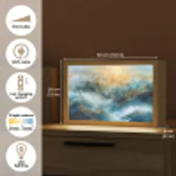 Abstract - Landschap - Bergen - Blauw - Modern Light Box met kabel (Tafellamp) klein -USP_EN
