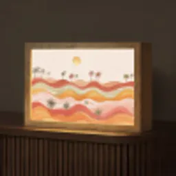 Abstract landschap - Palmbomen - Kleurrijk Light Box met kabel (Tafellamp) klein -z3d_website