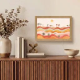 Abstract landschap - Palmbomen - Kleurrijk Light Box met kabel (Tafellamp) klein -sfeer2