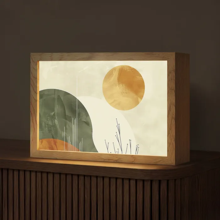 Abstract - Landschap - Zon - Kunst Light Box met kabel (Tafellamp) klein -z3d_website