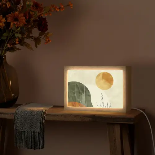 Abstract - Landschap - Zon - Kunst Light Box met kabel (Tafellamp) klein -sfeer4