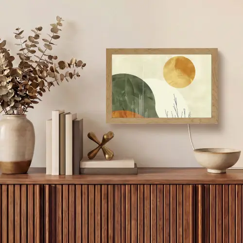 Abstract - Landschap - Zon - Kunst Light Box met kabel (Tafellamp) klein -sfeer2