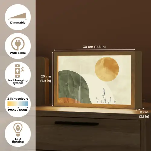 Abstract - Landschap - Zon - Kunst Light Box met kabel (Tafellamp) klein -USP_EN