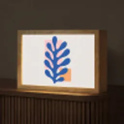 Abstract - Blad - Blauw - Rechthoeken Light Box met kabel (Tafellamp) klein -z3d_website