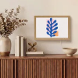 Abstract - Blad - Blauw - Rechthoeken Light Box met kabel (Tafellamp) klein -sfeer2