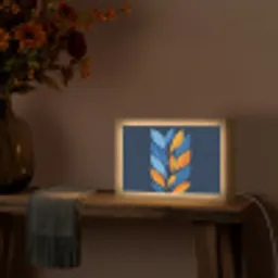 Abstract - Bladeren - Blauw Light Box met kabel (Tafellamp) klein -sfeer4