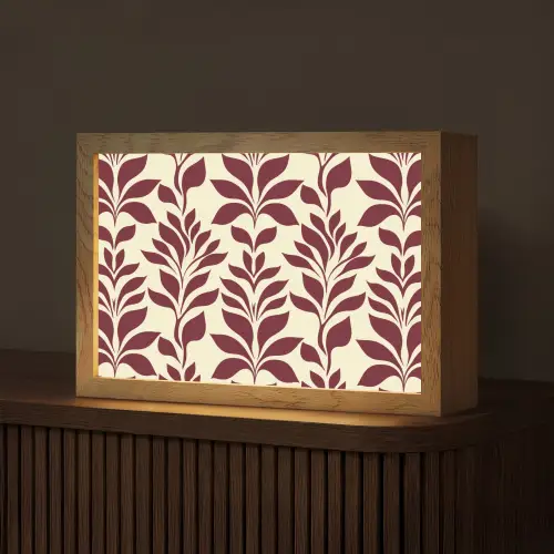 Abstract - Bladeren - Burgundy Light Box met kabel (Tafellamp) klein 924 -z3d_website