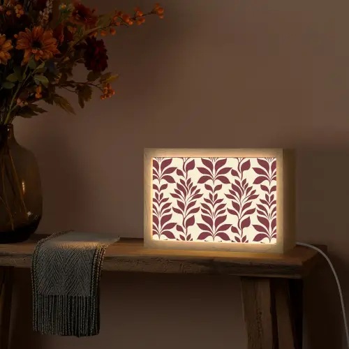 Abstract - Bladeren - Burgundy Light Box met kabel (Tafellamp) klein 924 -sfeer4