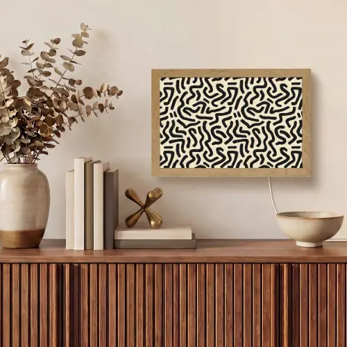 Abstract - Lijnen - Zwart Light Box met kabel (Tafellamp) klein 924 -sfeer2