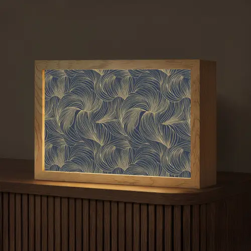 Abstract - Lijnen - Blauw - Goud Light Box met kabel (Tafellamp) klein 924 -z3d_website