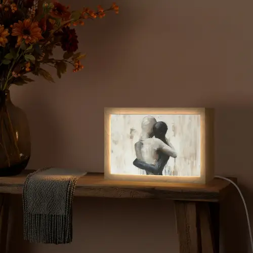 Abstract - Liefde - Zwart wit - Modern Light Box met kabel (Tafellamp) klein -sfeer4