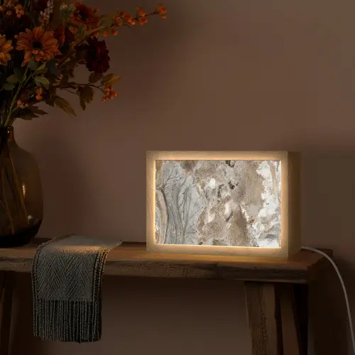 Abstract - Marmer - Wit - Bruin - Marmerlook Light Box met kabel (Tafellamp) klein -sfeer4