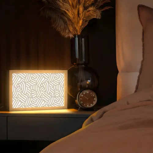 Abstract - Modern - Beige Light Box met kabel (Tafellamp) klein 924 -sfeer1