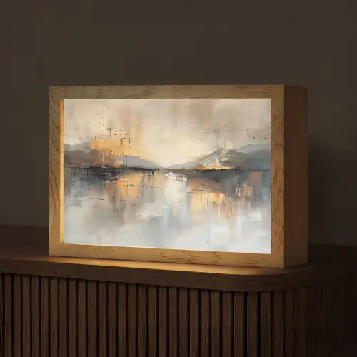 Abstract - Modern - Beige - Aesthetic - Goud Light Box met kabel (Tafellamp) klein -z3d_website