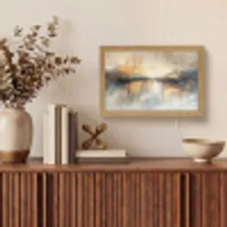 Abstract - Modern - Beige - Aesthetic - Goud Light Box met kabel (Tafellamp) klein -sfeer2