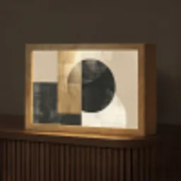 Abstract - Modern - Zwart - Goud Light Box met kabel (Tafellamp) klein -z3d_website