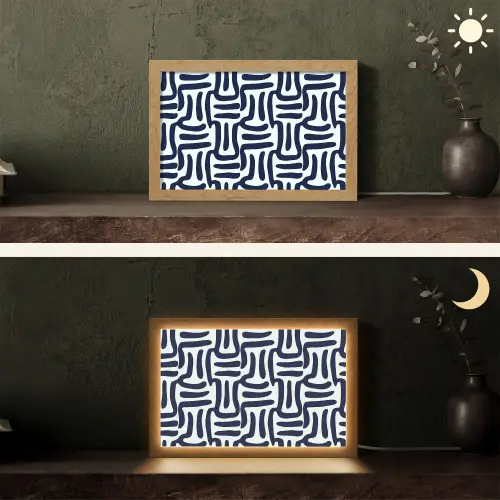 Abstract - Modern - Blauw Light Box met kabel (Tafellamp) klein 924 -sfeer3