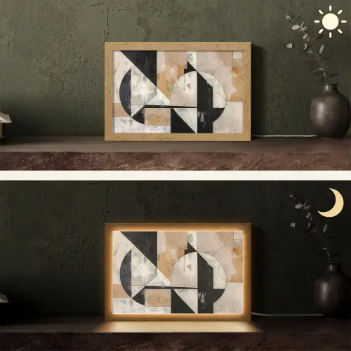 Abstract - Modern - Geometrisch - Pastel Light Box met kabel (Tafellamp) klein -sfeer3