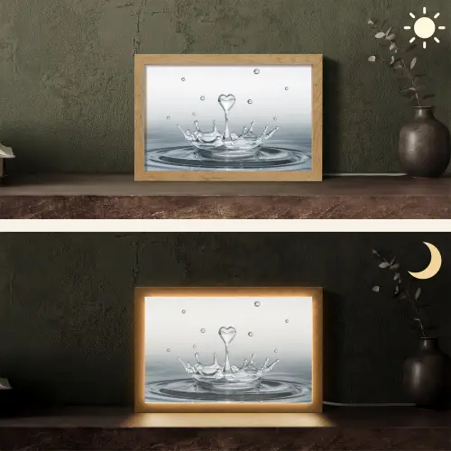 Abstract - Modern - Water - Hart Light Box met kabel (Tafellamp) klein -sfeer3
