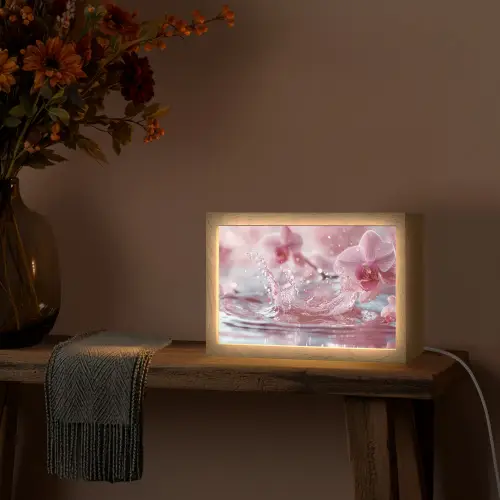 Abstract - Modern - Water - Orchidee Light Box met kabel (Tafellamp) klein -sfeer4