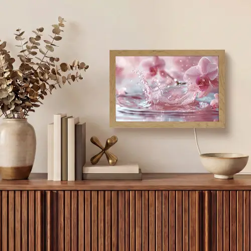 Abstract - Modern - Water - Orchidee Light Box met kabel (Tafellamp) klein -sfeer2