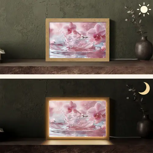 Abstract - Modern - Water - Orchidee Light Box met kabel (Tafellamp) klein -sfeer3