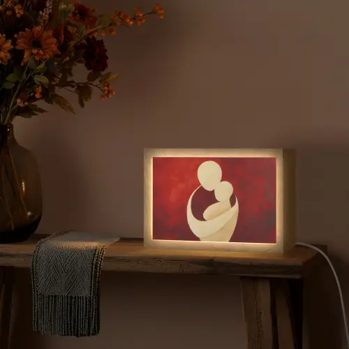 Abstract - Moeder - Kind - Rood Light Box met kabel (Tafellamp) klein -sfeer4