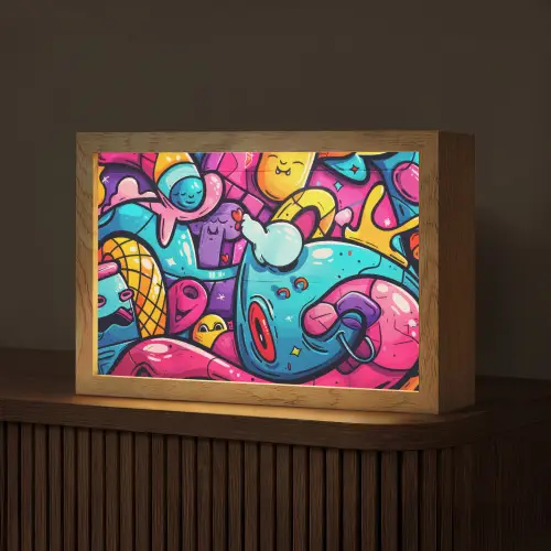 Abstract - Neon - Design - Kleurrijk - Graffiti Light Box met kabel (Tafellamp) klein -z3d_website