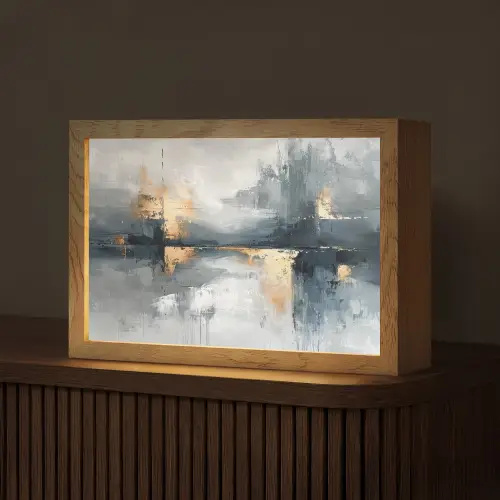 Abstract - Verf - Kunst - Goud Light Box met kabel (Tafellamp) klein -z3d_website