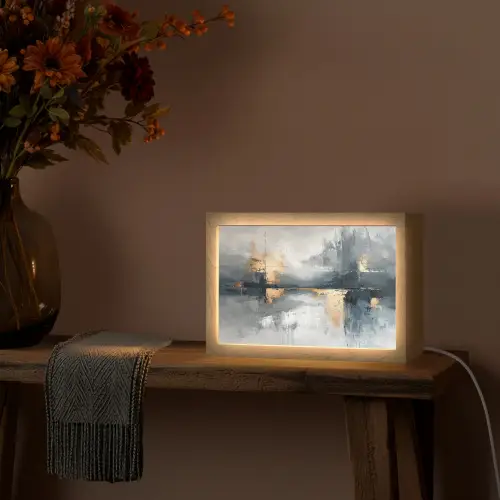 Abstract - Verf - Kunst - Goud Light Box met kabel (Tafellamp) klein -sfeer4