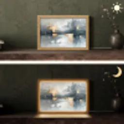 Abstract - Verf - Kunst - Goud Light Box met kabel (Tafellamp) klein -sfeer3