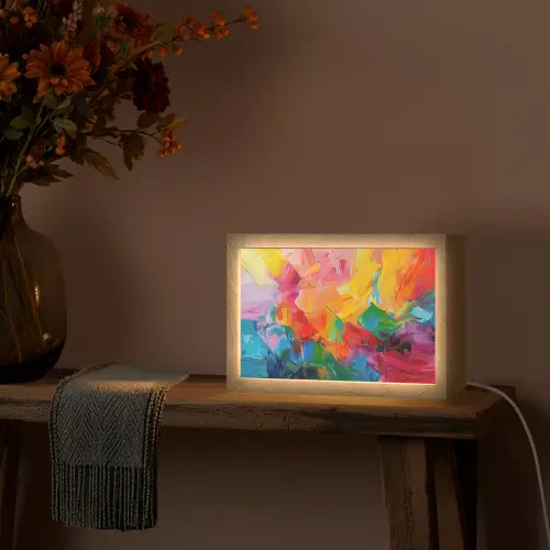 Abstract - Verflook - Modern - Kleurrijk Light Box met kabel (Tafellamp) klein -sfeer4