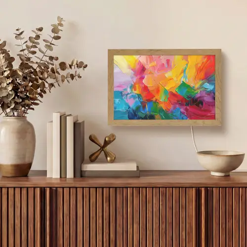 Abstract - Verflook - Modern - Kleurrijk Light Box met kabel (Tafellamp) klein -sfeer2
