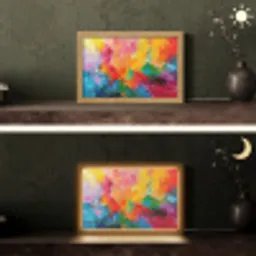 Abstract - Verflook - Modern - Kleurrijk Light Box met kabel (Tafellamp) klein -sfeer3