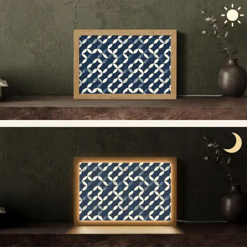Abstract - Patroon - Blauw Light Box met kabel (Tafellamp) klein 924 -sfeer3