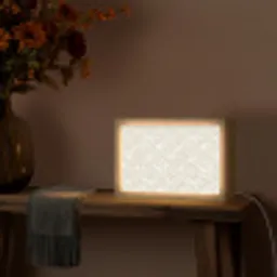 Abstract - Ruit - Beige Light Box met kabel (Tafellamp) klein 924 -sfeer4
