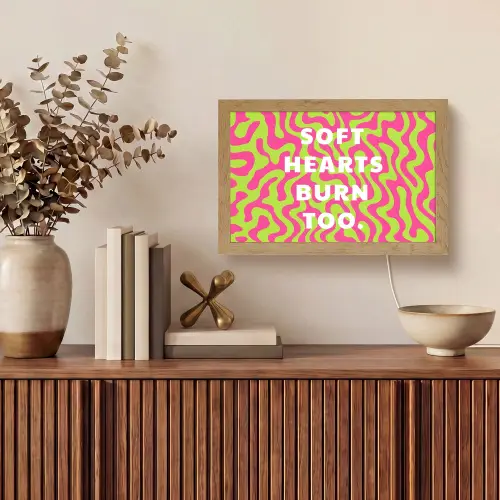 Abstract - Quote - Centraal - Roze Light Box met kabel (Tafellamp) klein -sfeer2