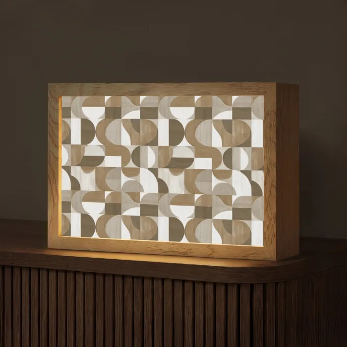 Abstract - Retro - Bruin Light Box met kabel (Tafellamp) klein 924 -z3d_website