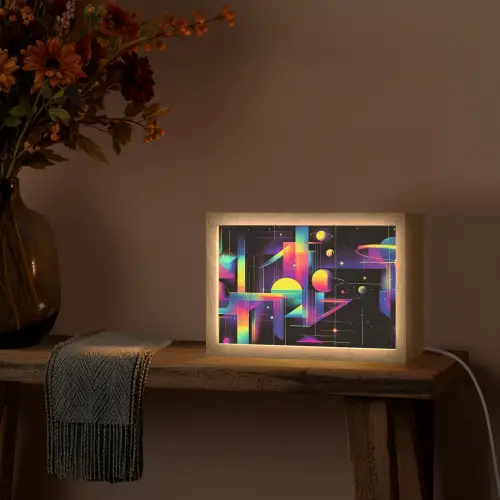 Abstract - Vormen - Kleurrijk - Lijnen Light Box met kabel (Tafellamp) klein -sfeer4