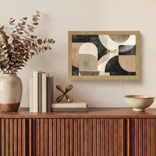 Abstract - Vormen - Modern - Beige Light Box met kabel (Tafellamp) klein -sfeer2