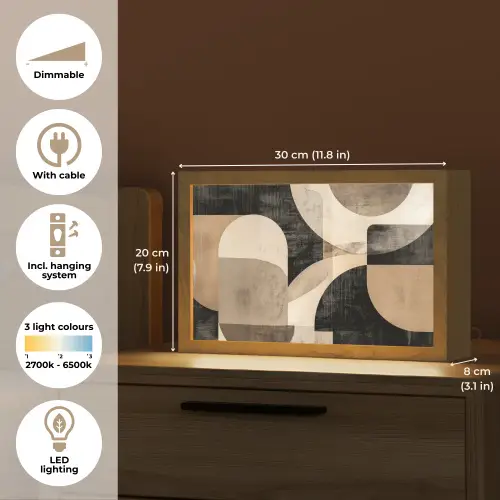 Abstract - Vormen - Modern - Beige Light Box met kabel (Tafellamp) klein -USP_EN