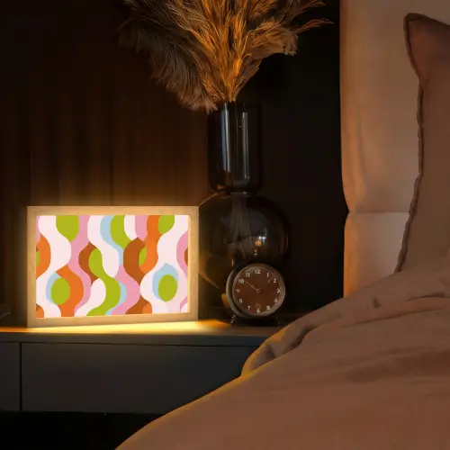 Abstract - Vormen - Roze Light Box met kabel (Tafellamp) klein -sfeer1