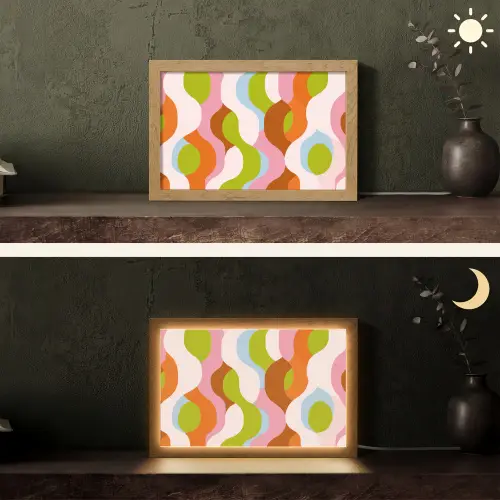 Abstract - Vormen - Roze Light Box met kabel (Tafellamp) klein -sfeer3