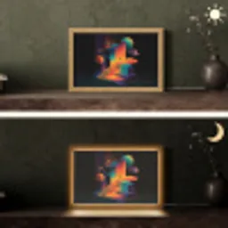 Abstract - Trappen - Mens - Planeten Light Box met kabel (Tafellamp) klein -sfeer3