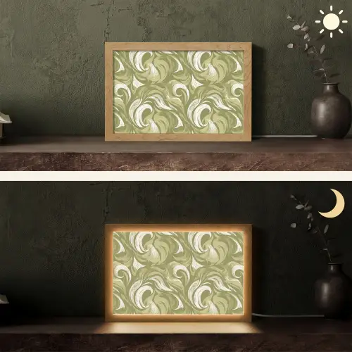 Abstract - Textuur - Groen Light Box met kabel (Tafellamp) klein 924 -sfeer3