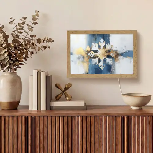 Abstract - Winter - Sneeuwvlok - Sneeuw - Goud Light Box met kabel (Tafellamp) klein -sfeer2