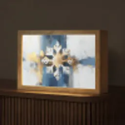 Abstract - Winter - Sneeuwvlok - Sneeuw - Goud Light Box met kabel (Tafellamp) klein -z3d_website